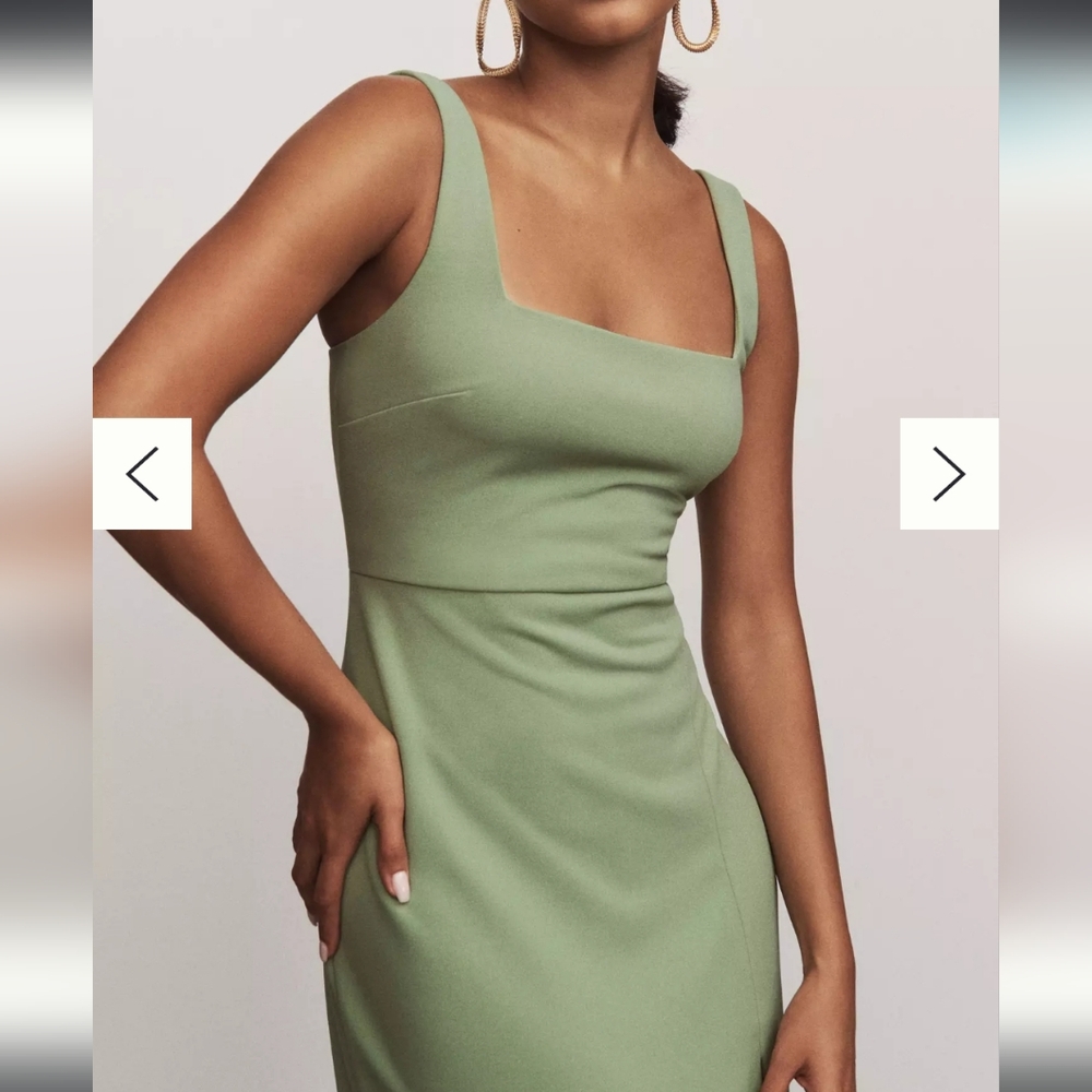 BHLDN Sage Green Blake Square Neck  Dress